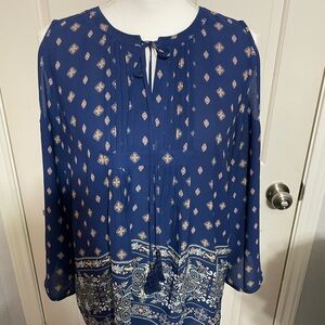 The Limited Blue Blouse with Tie Front